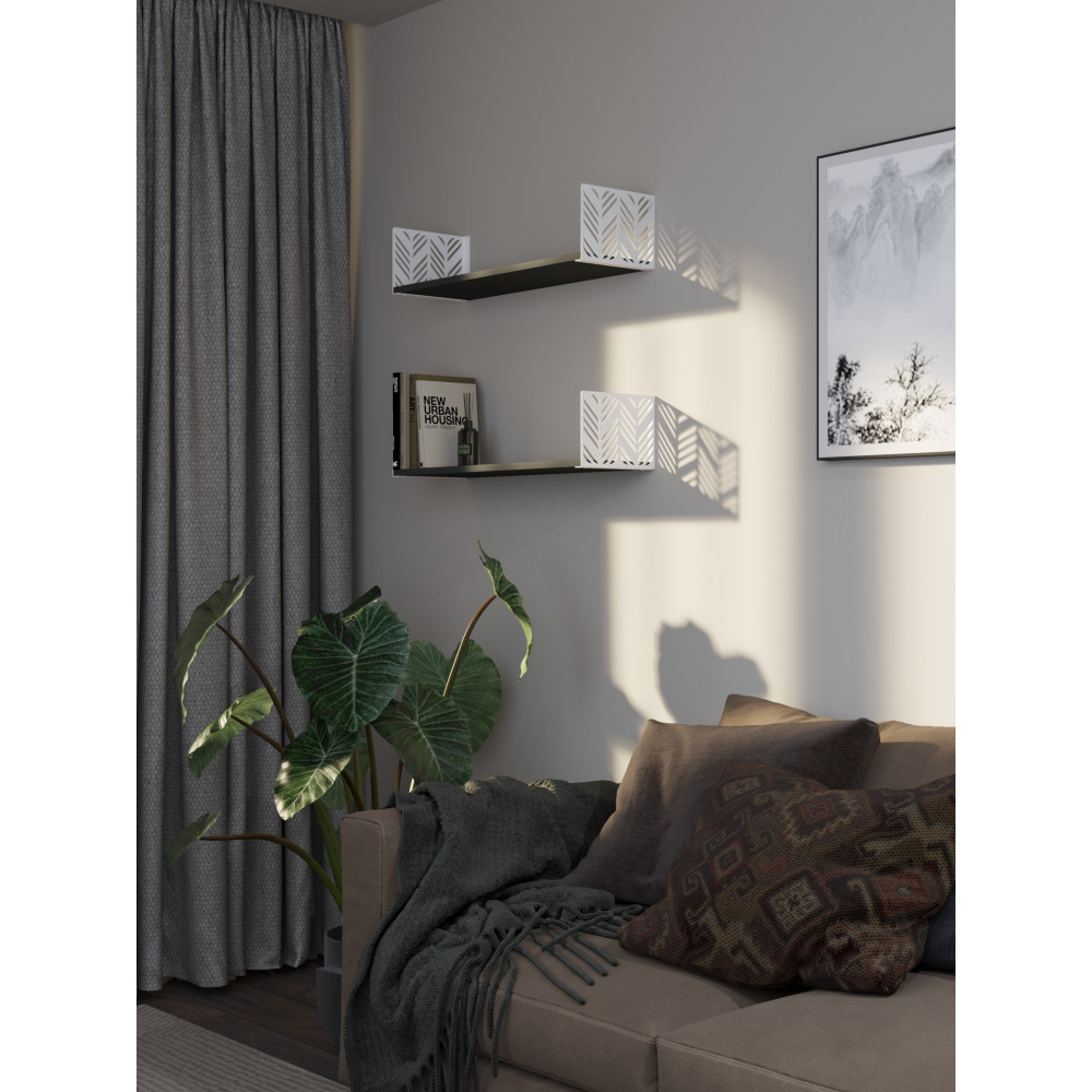 Полка навесная 17х80х22 см из ЛДСП Белая - Антрацит 381013 - Фото 1